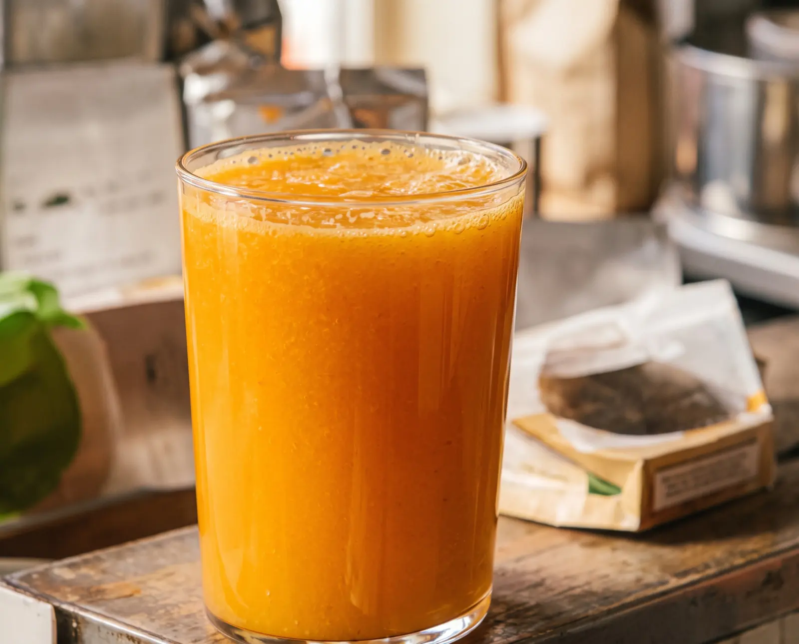 Glass of orange cold-pressed juice